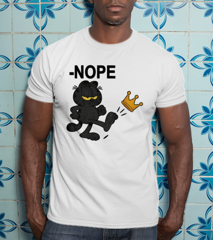 NOPE Black Cat Kicking Crown No Kings In America T-Shirt