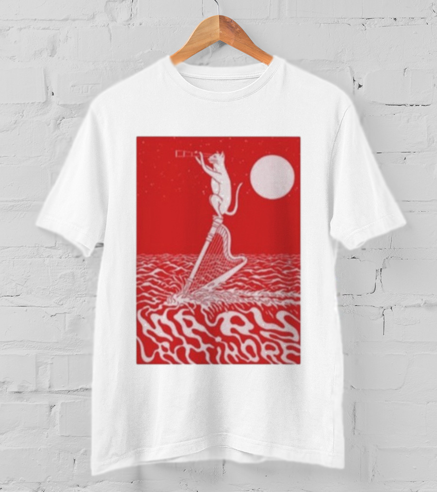 Mary Lattimore Harp Cat Under Full Moon T-Shirt