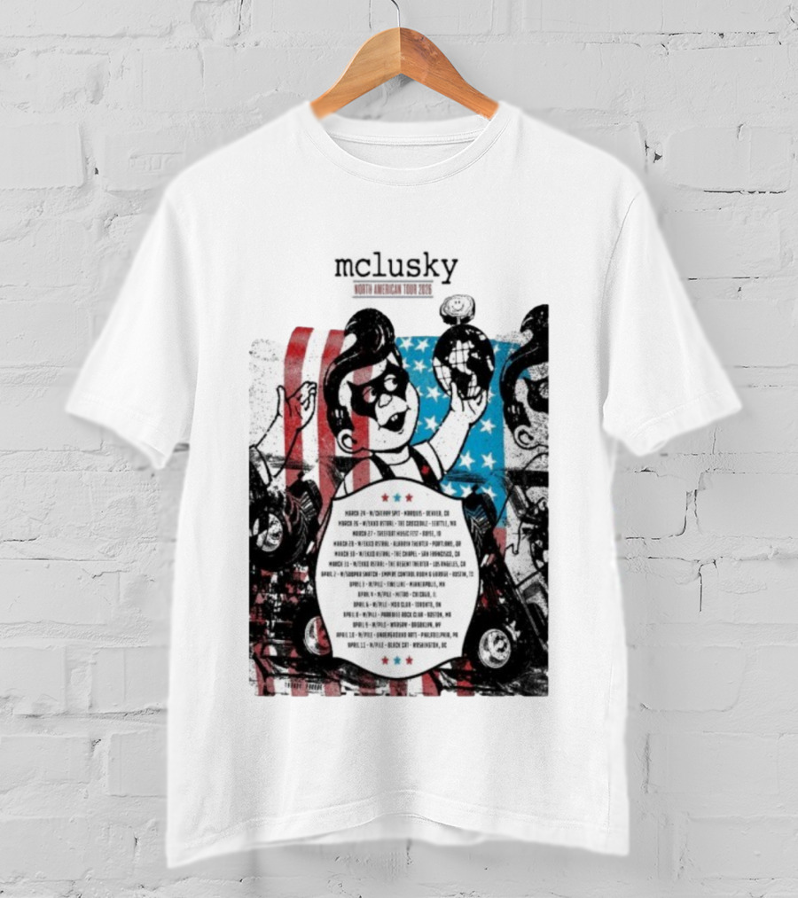 Mclusky North American 2026 Tour Red Blue Stripes March April Dates T-Shirt