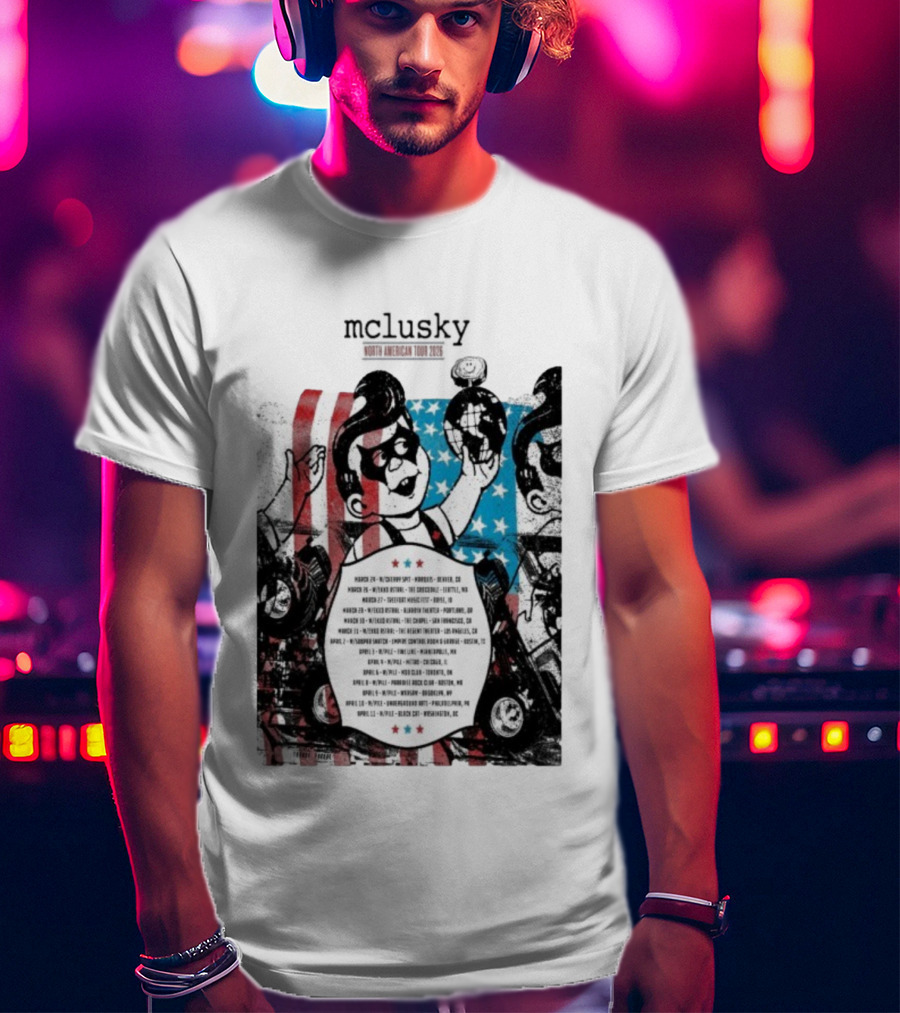 Mclusky North American 2026 Tour Red Blue Stripes March April Dates T-Shirt
