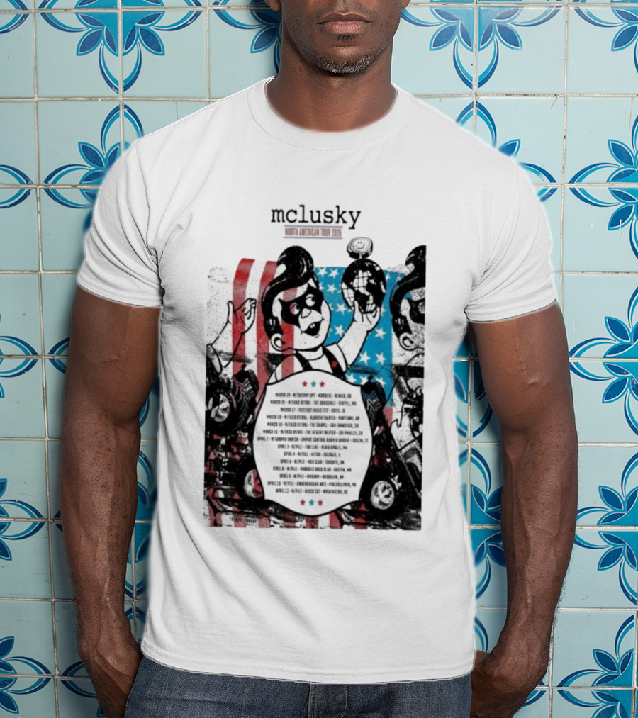 Mclusky North American 2026 Tour Red Blue Stripes March April Dates T-Shirt