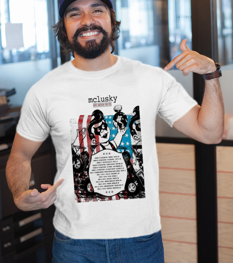 Mclusky North American 2026 Tour Red Blue Stripes March April Dates T-Shirt