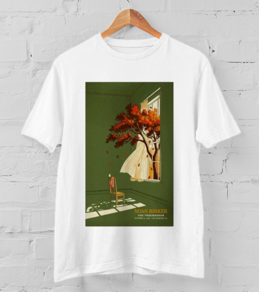 Noah Rinker The Troubadour Los Angeles Oct 21 2025 Autumn Tree Window Scene T-Shirt