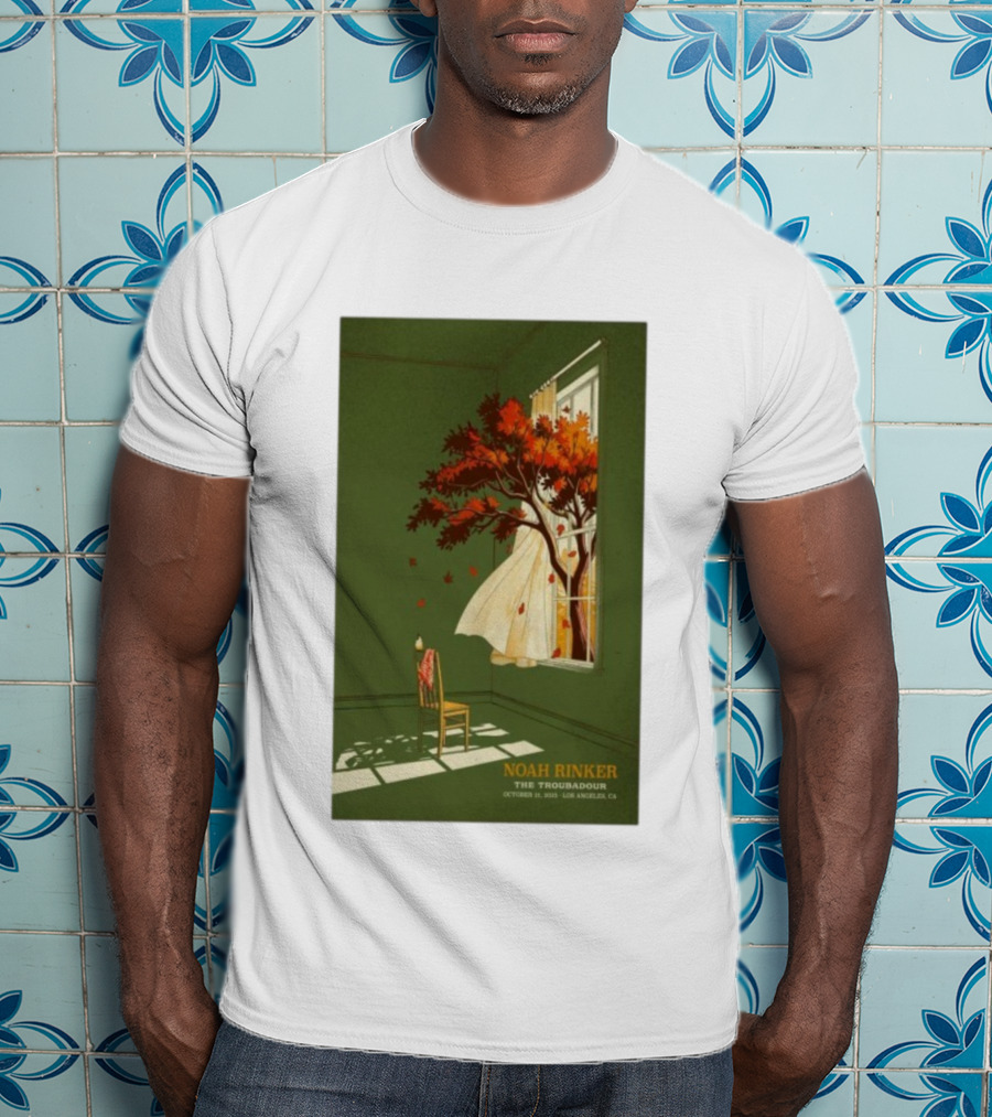 Noah Rinker The Troubadour Los Angeles Oct 21 2025 Autumn Tree Window Scene T-Shirt