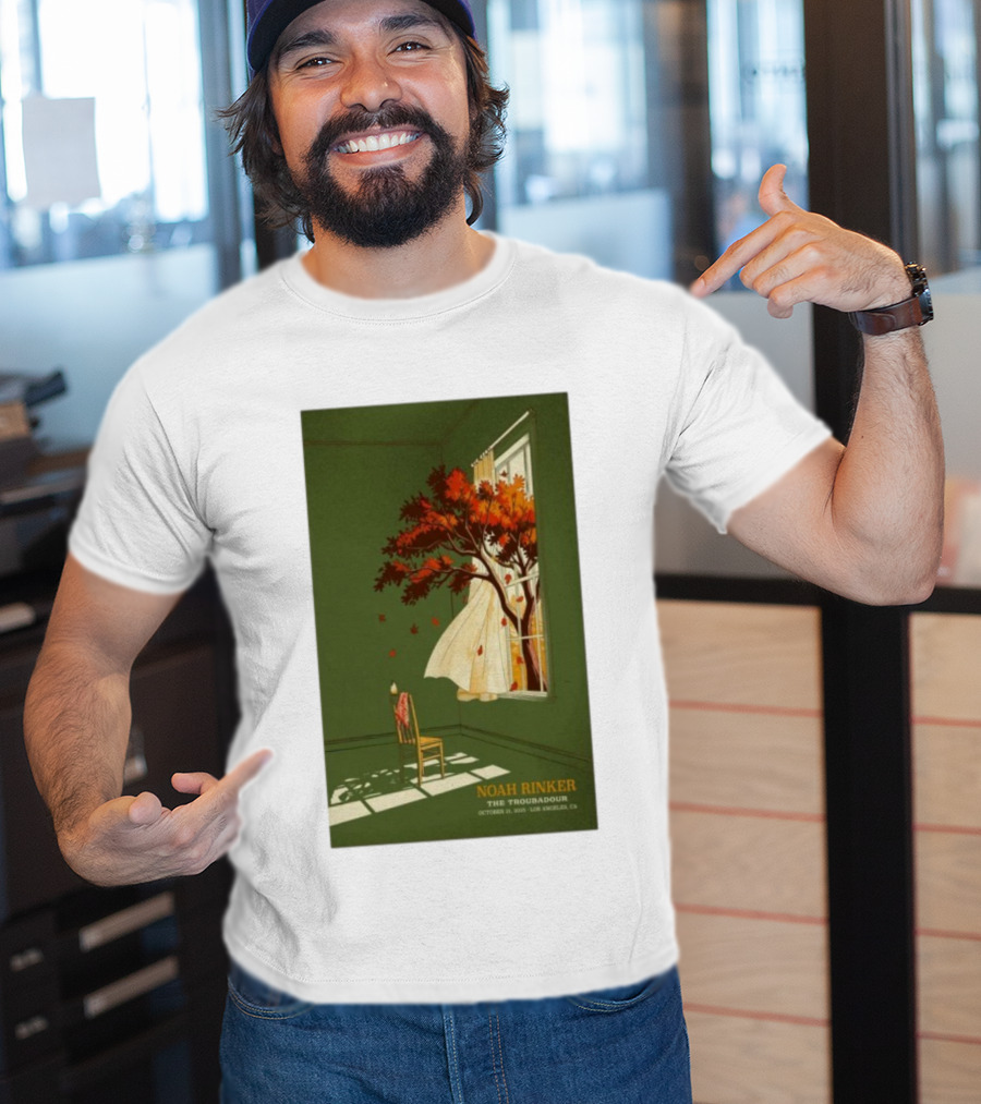 Noah Rinker The Troubadour Los Angeles Oct 21 2025 Autumn Tree Window Scene T-Shirt