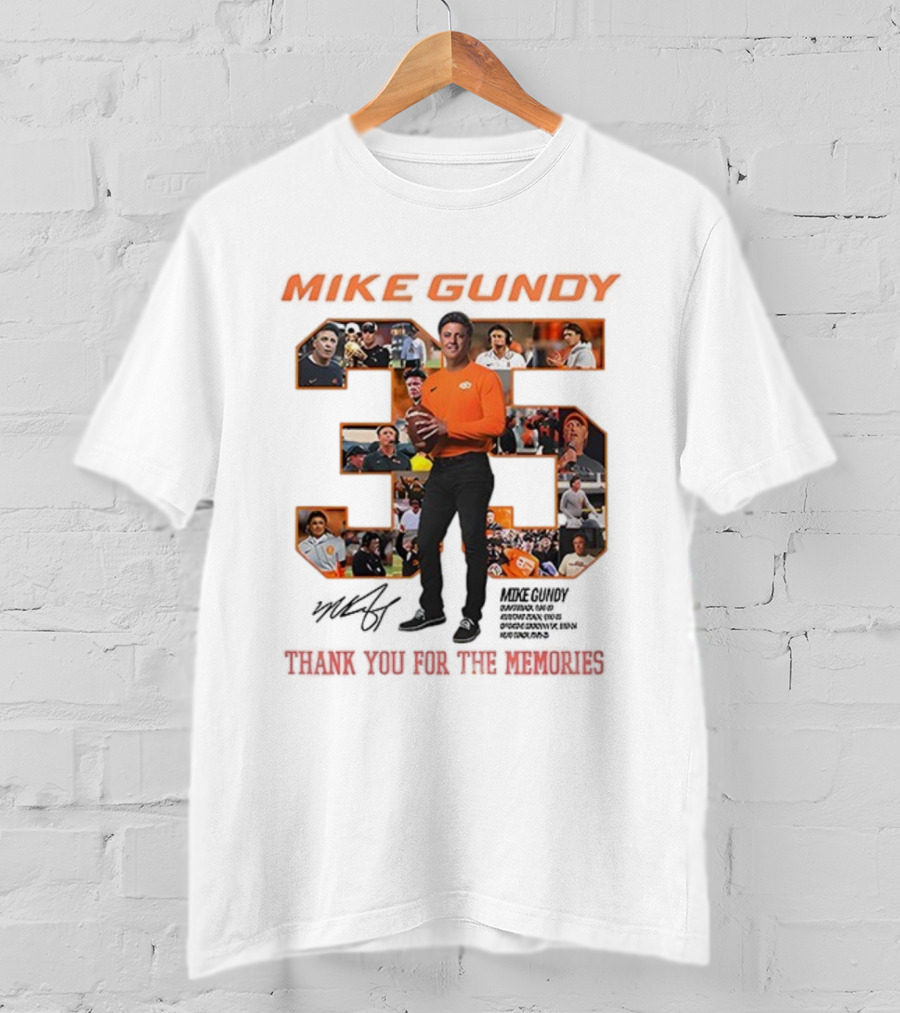 Mike Gundy 35 Years OSU Cowboy Football Thank You For The Memories T-Shirt