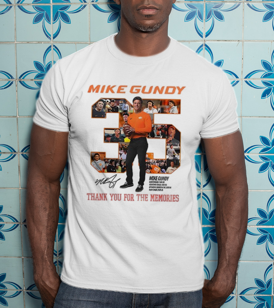 Mike Gundy 35 Years OSU Cowboy Football Thank You For The Memories T-Shirt
