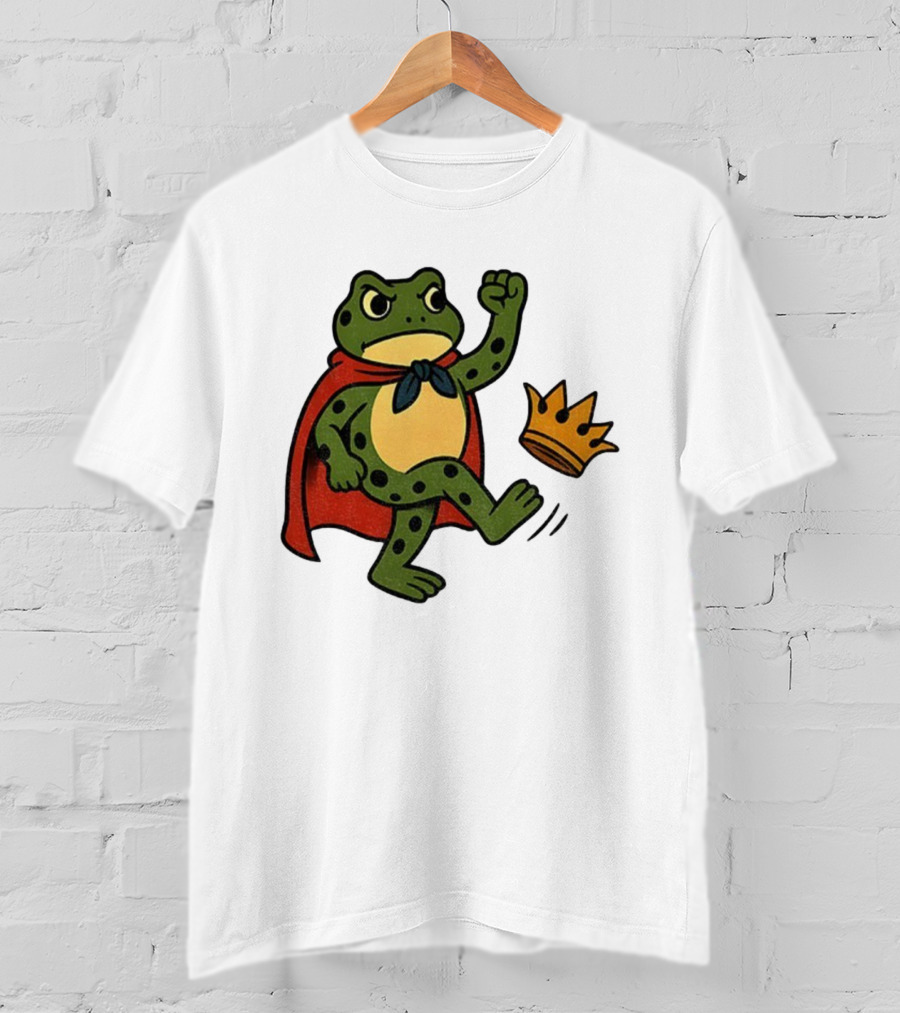 Portland Frog No Kings In America Anti Trump Kicking Crown T-Shirt