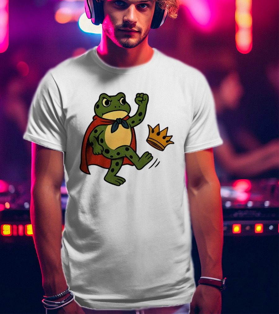 Portland Frog No Kings In America Anti Trump Kicking Crown T-Shirt