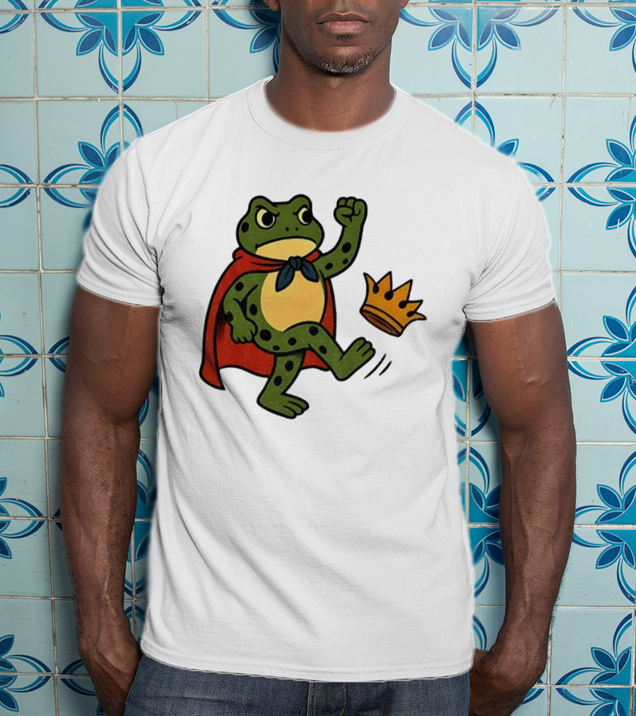 Portland Frog No Kings In America Anti Trump Kicking Crown T-Shirt