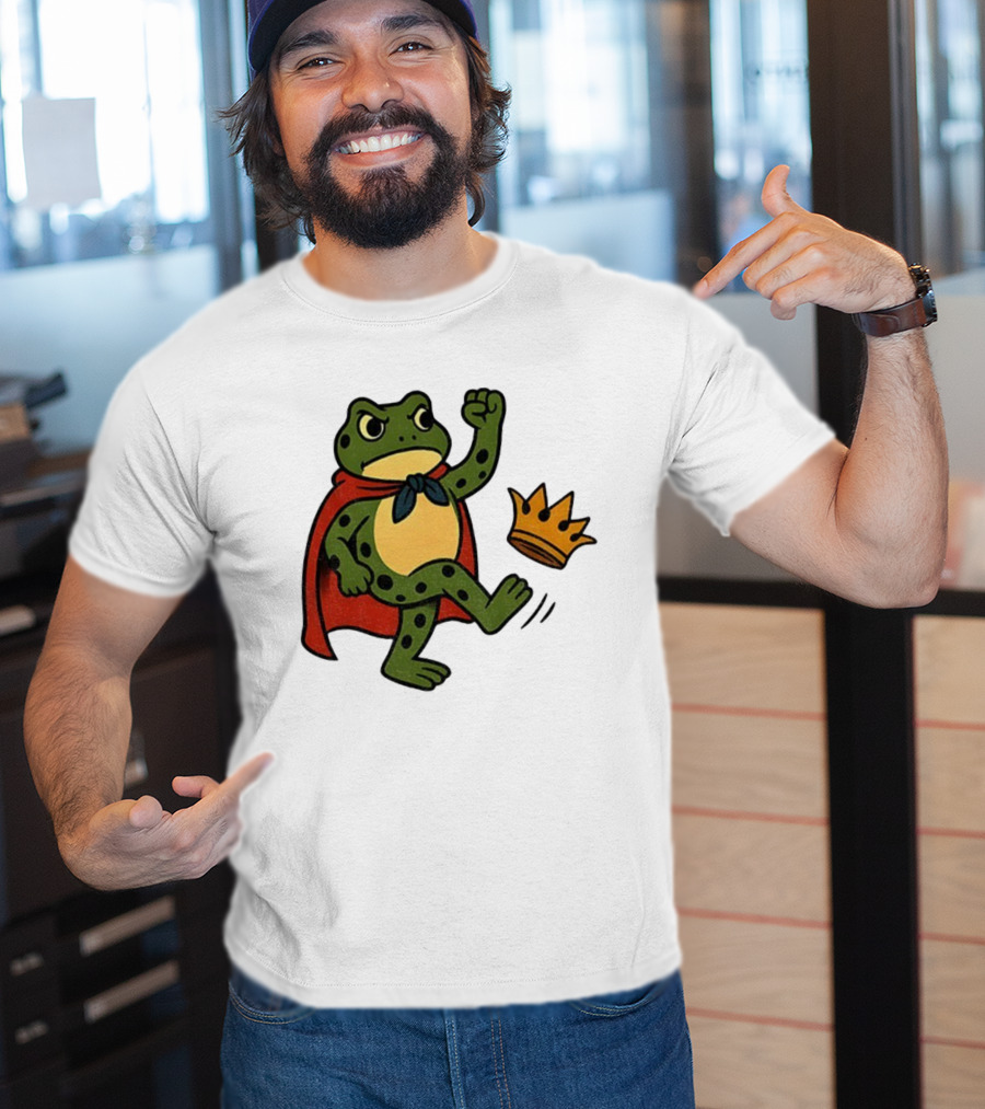 Portland Frog No Kings In America Anti Trump Kicking Crown T-Shirt