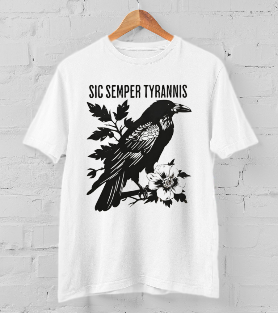 Sic Semper Tyrannis Raven With Leaves Graphic T-Shirt