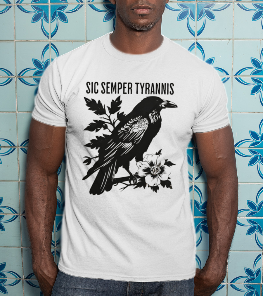 Sic Semper Tyrannis Raven With Leaves Graphic T-Shirt