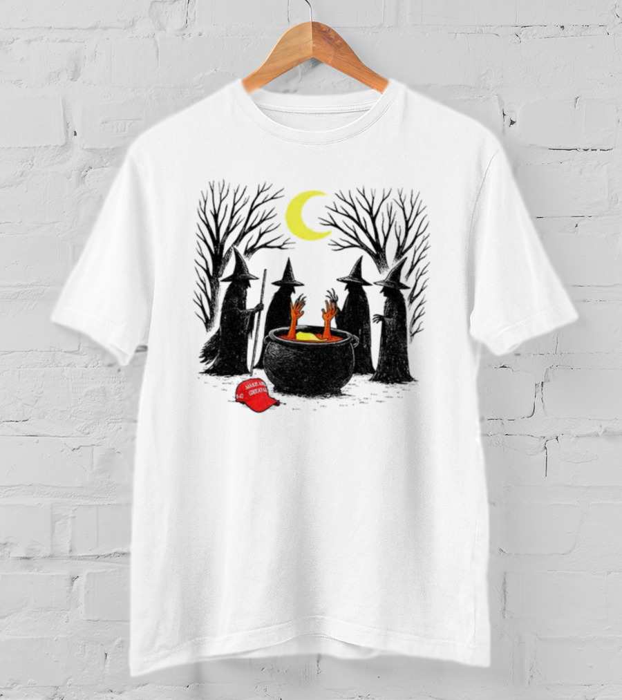 Spooky Witch Halloween Brewing Cauldron Make America Great Again Red Hat T-Shirt