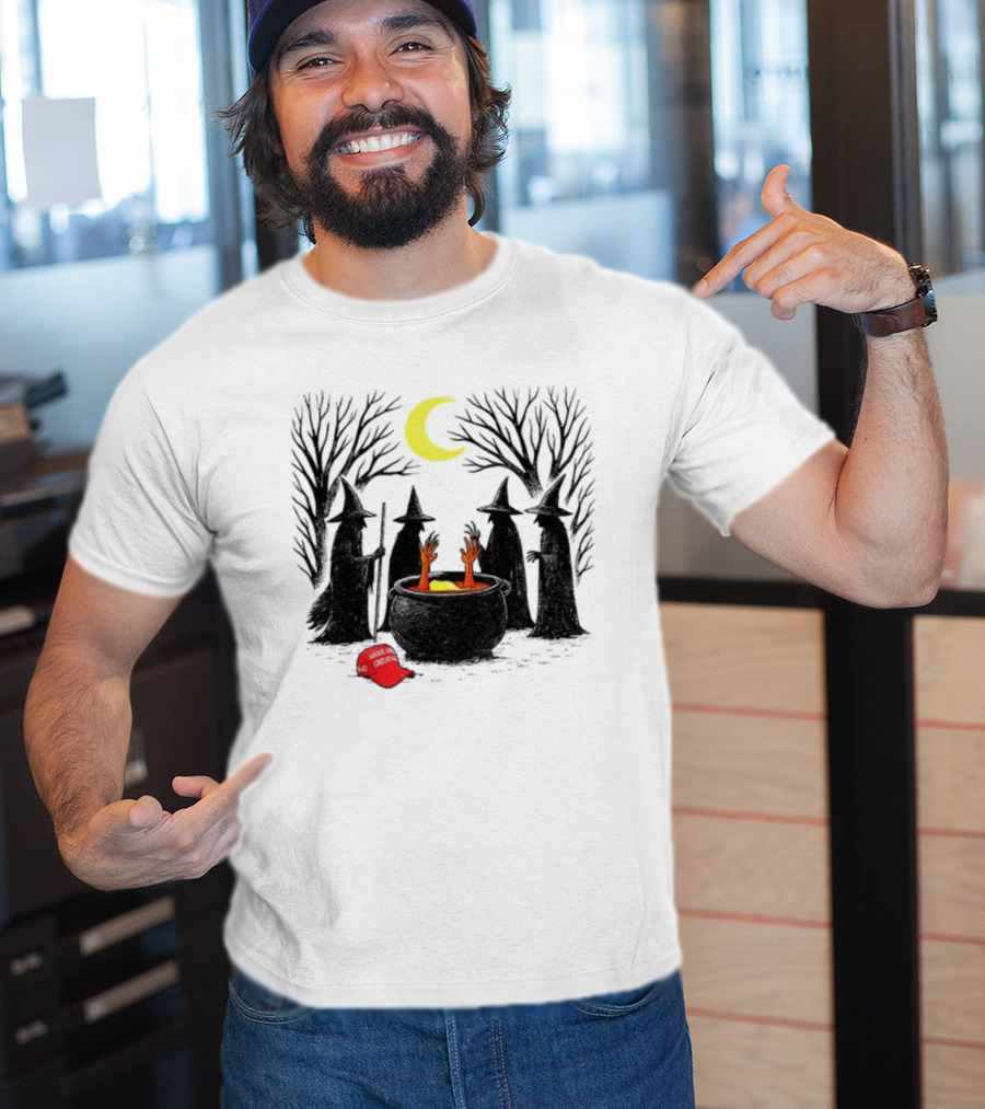 Spooky Witch Halloween Brewing Cauldron Make America Great Again Red Hat T-Shirt