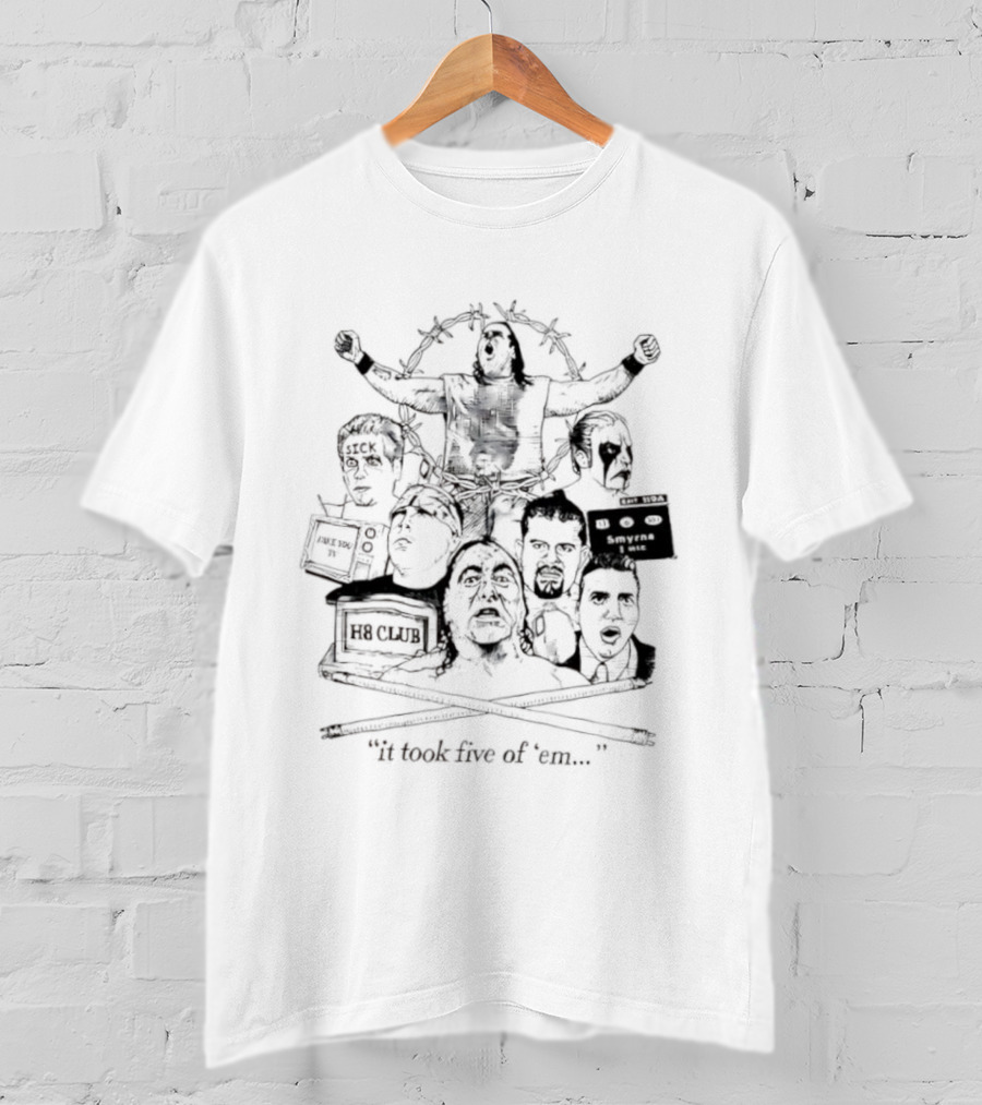 Zandig Jesus It Took Five Of Em Wrestling CZW Combat Zone Pro Wrestlers T-Shirt