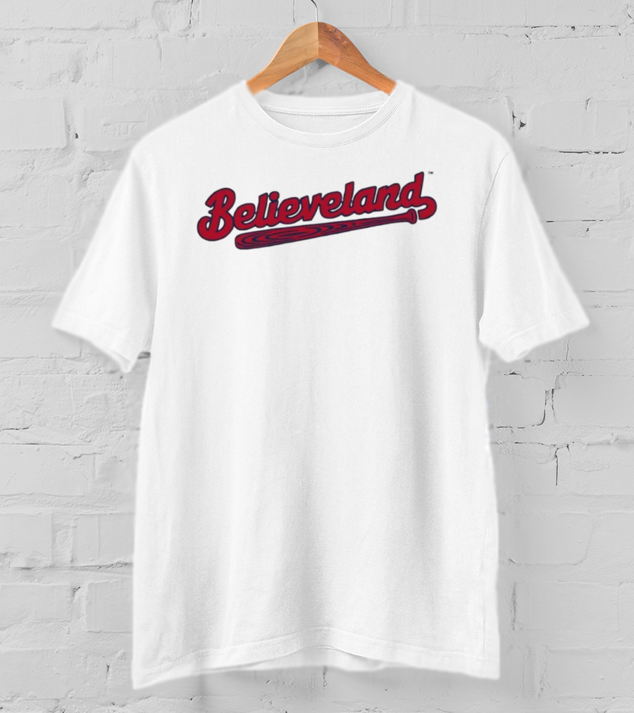 Believeland Baseball Bat Script Retro Theme T-Shirt