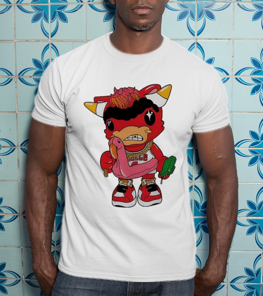 Benny The Bull Lil Benny 2025 Mascot Graphic Bulls Basketball Cartoon T-Shirt
