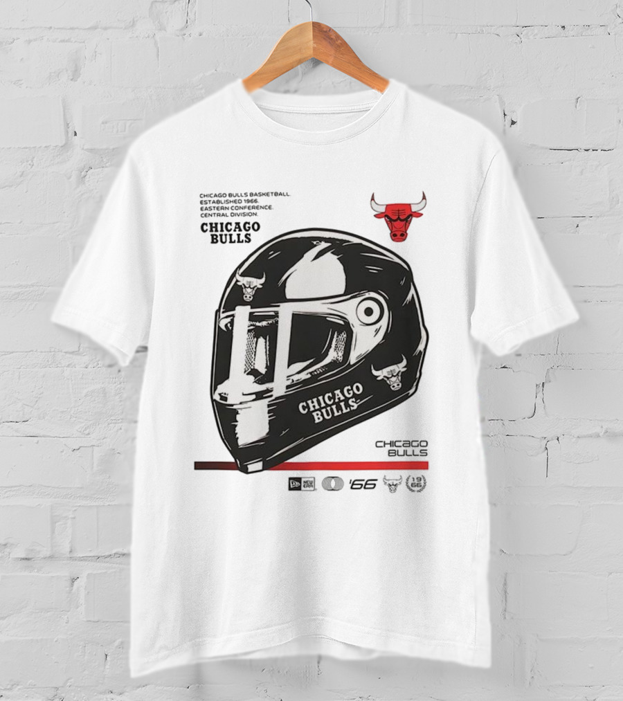 Chicago Bulls Basketball Est 1966 Eastern Conference Central Division Helmet T-Shirt
