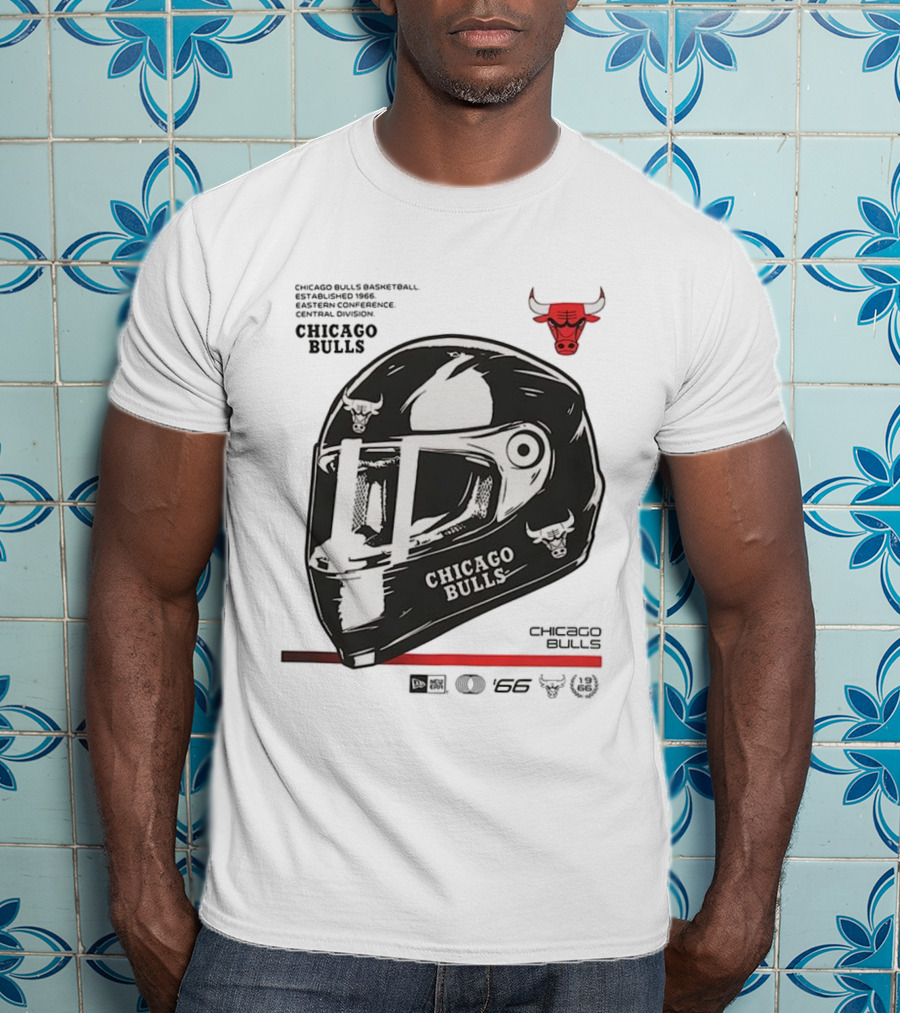 Chicago Bulls Basketball Est 1966 Eastern Conference Central Division Helmet T-Shirt