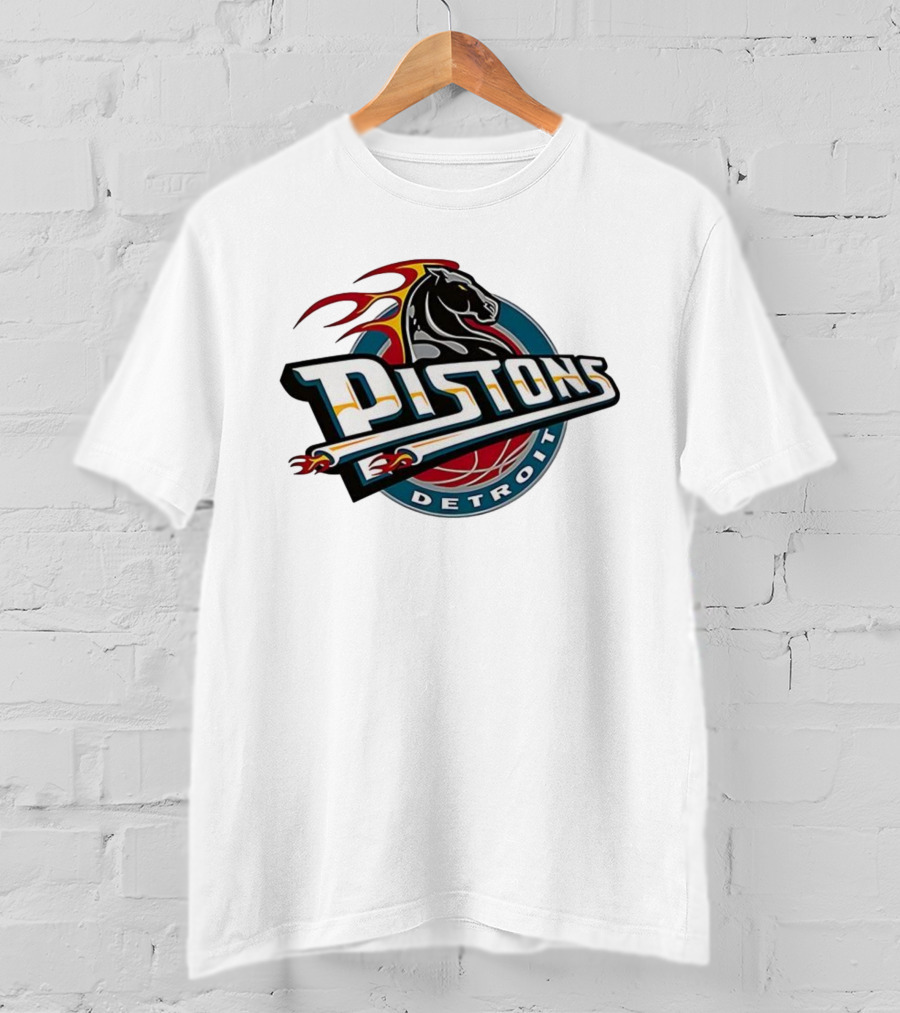 Detroit Pistons Retro Fire Horse Emblem T-Shirt