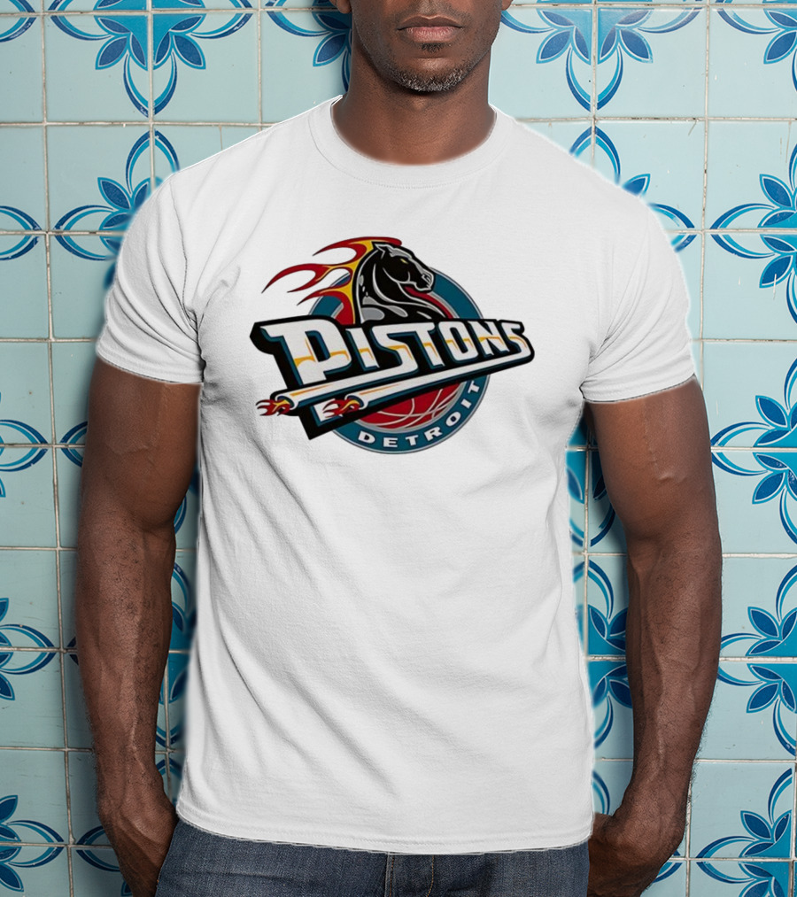 Detroit Pistons Retro Fire Horse Emblem T-Shirt