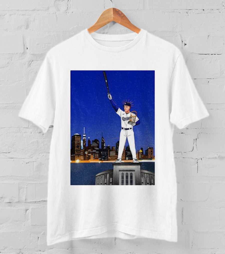 Freddie Freeman Dodgers Statue Of Liberty New York Skyline 2024 MVP T-Shirt