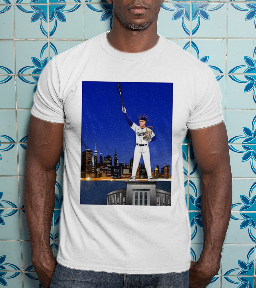 Freddie Freeman Dodgers Statue Of Liberty New York Skyline 2024 MVP T-Shirt