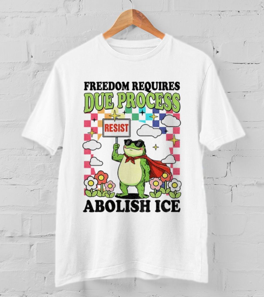 Freedom Requires Due Process Frog Resist Abolish ICE T-Shirt
