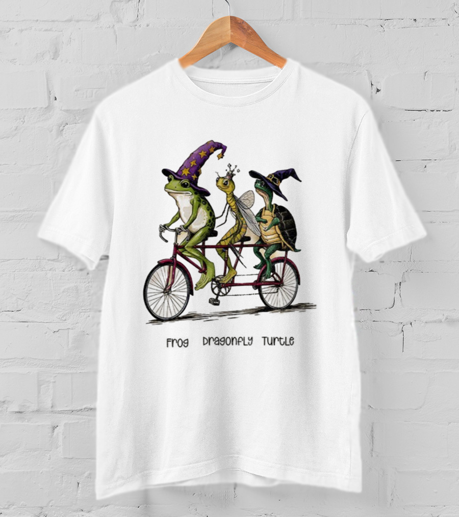 Witch Frog Dragonfly Turtle Halloween FDT Anti Trump Riding Bicycle T-Shirt