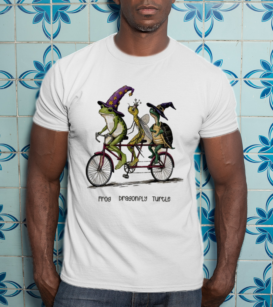 Witch Frog Dragonfly Turtle Halloween FDT Anti Trump Riding Bicycle T-Shirt