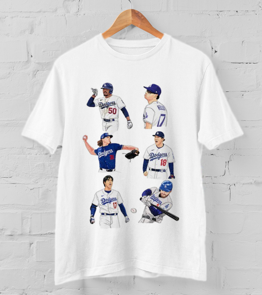 Los Angeles Dodgers Mookie Betts Freddie Freeman Clayton Kershaw MLB Baseball Squad T-Shirt