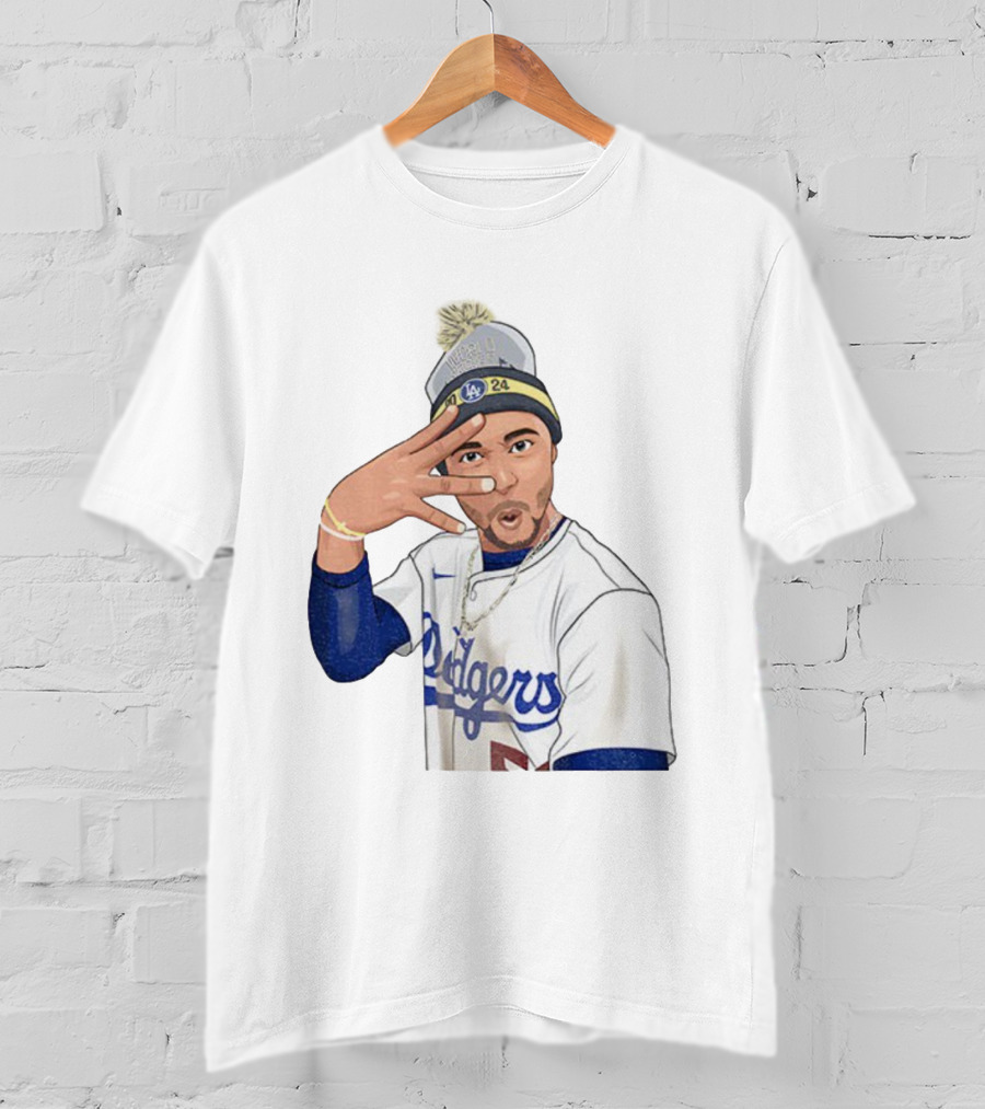 Mookie Betts Los Angeles Dodgers Pom-Pom Beanie Baseball 2024 T-Shirt