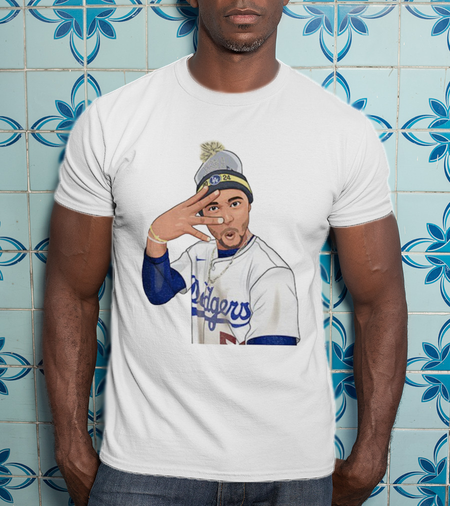 Mookie Betts Los Angeles Dodgers Pom-Pom Beanie Baseball 2024 T-Shirt