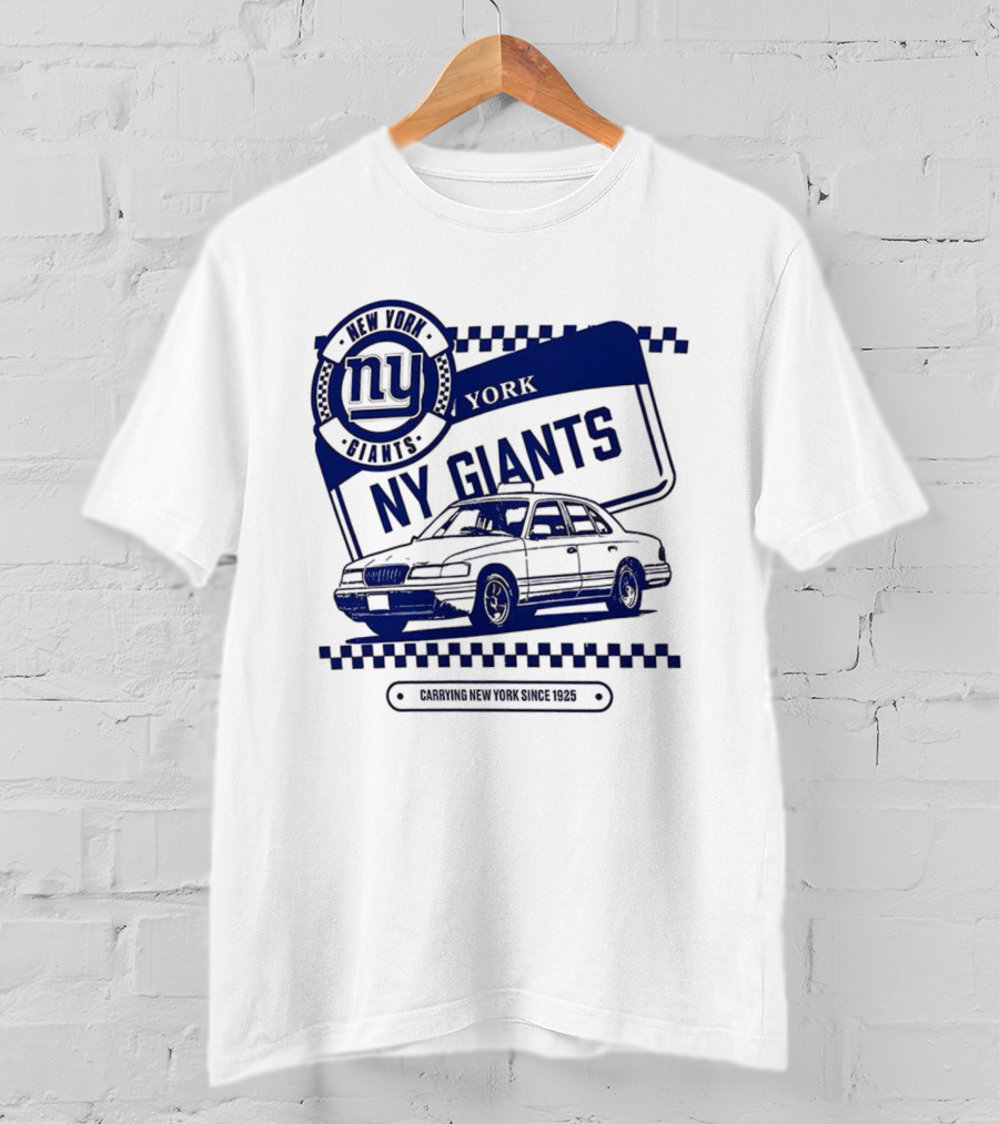 New York Giants NFL Carrying New York Since 1925 Taxi Vintage License Plate T-Shirt