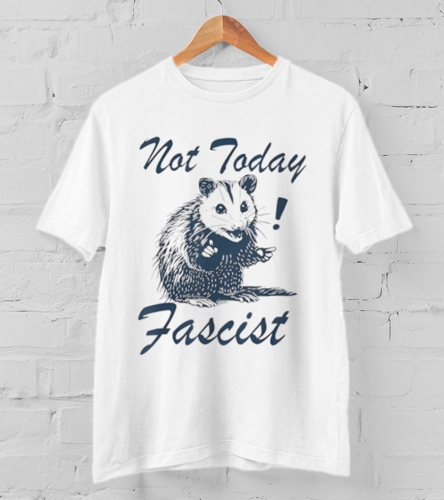 Not Today Fascist Funny Possum Meme Smash Fascism Iconic Humor Popular Political Slogan T-Shirt