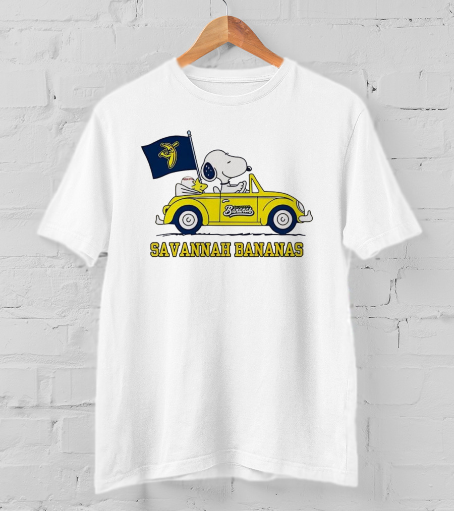 Snoopy Woodstock Driving Savannah Bananas Baseball Car T-Shirt