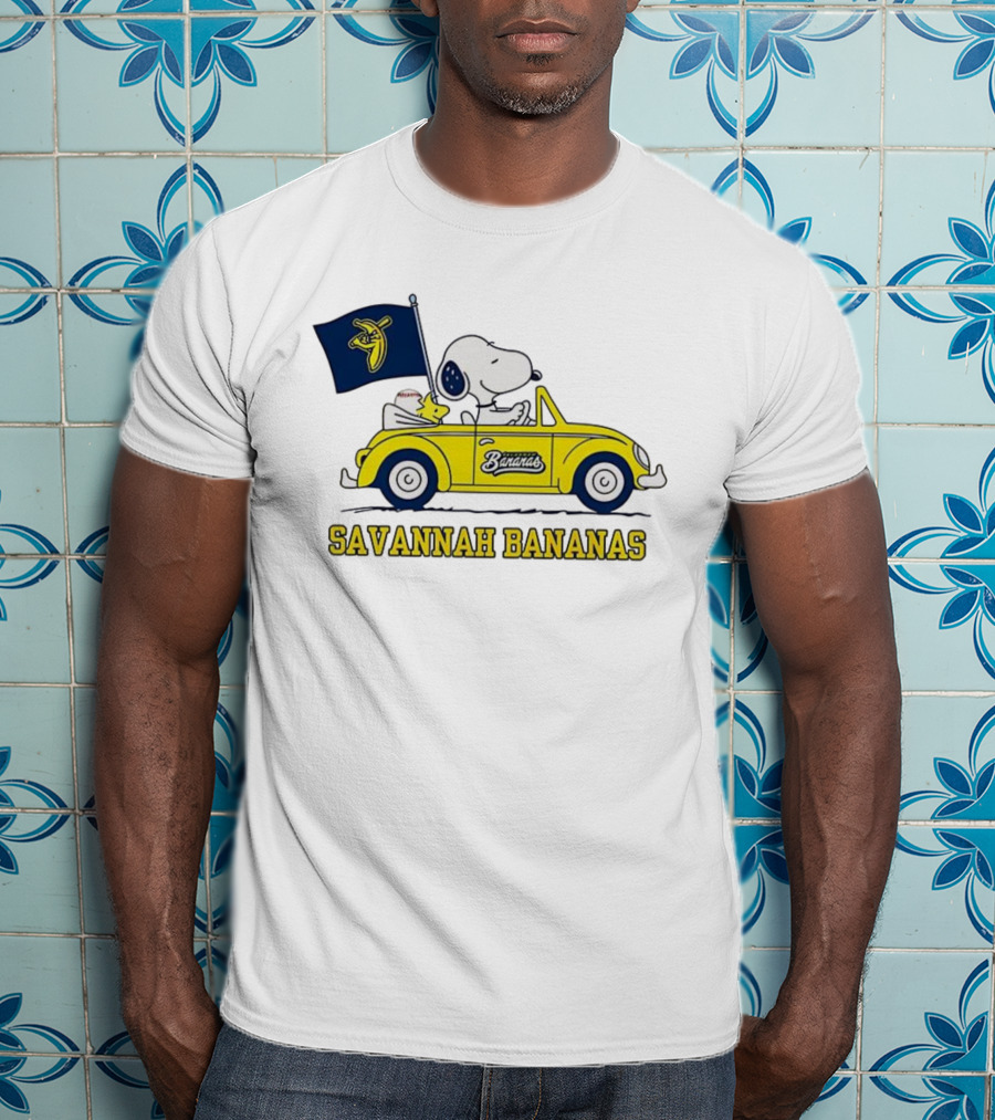 Snoopy Woodstock Driving Savannah Bananas Baseball Car T-Shirt