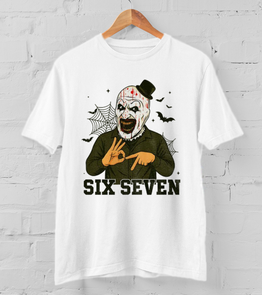 Terrifier Bundle Funny Halloween Six Seven Creepy Clown Costume T-Shirt