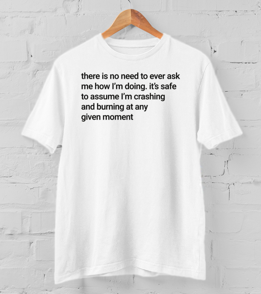 There Is No Need To Ever Ask Me How I’m Doing It’s Safe To Assume I’m Crashing And Burning At Any Given Moment T-Shirt