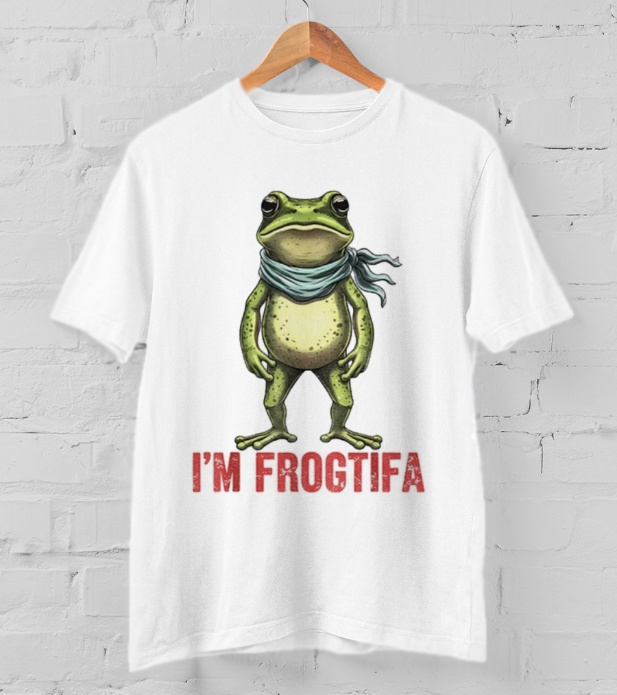 Portland Freedom Frog I’m Frogtifa Anti-ICE Resistance Scarf-Wearing Frog T-Shirt