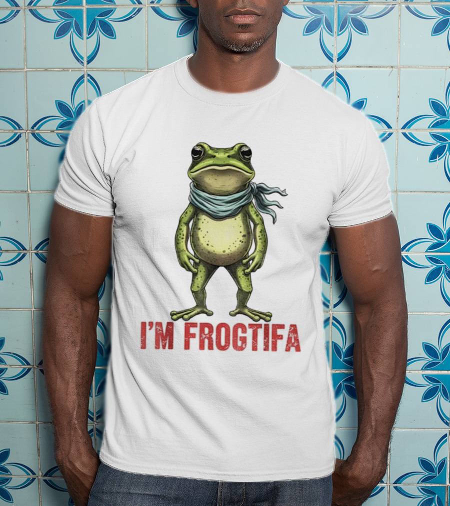 Portland Freedom Frog I’m Frogtifa Anti-ICE Resistance Scarf-Wearing Frog T-Shirt