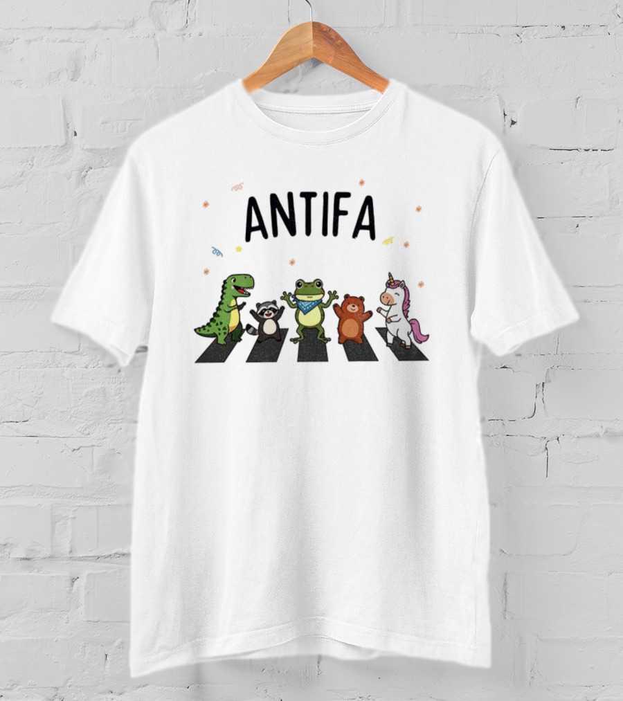 ANTIFA Portland Dancing Frog Dinosaur Raccoon Bear Unicorn T-Shirt