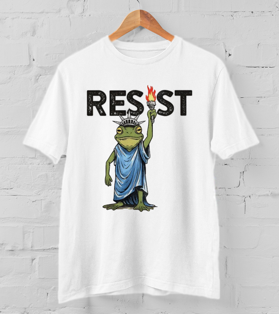 Portland Frog Resist Protest Statue Of Liberty Torch T-Shirt