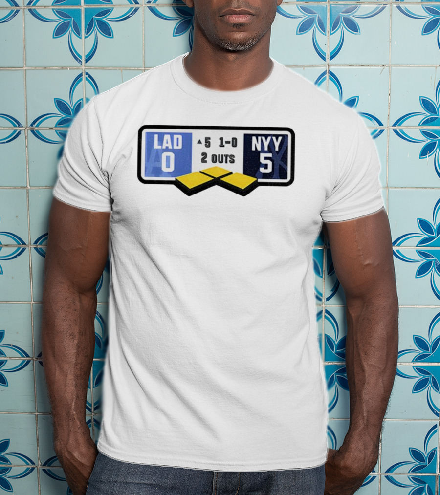 Los Angeles Dodgers Vs New York Yankees Scoreboard Christmas 2025 Baseball Player T-Shirt
