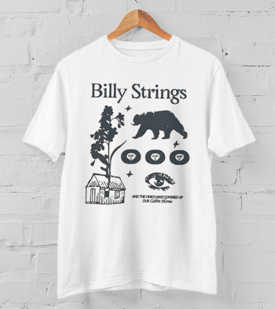 Billy Strings Cabin Bear Tree Rings Eye And Rustic Cabin T-Shirt