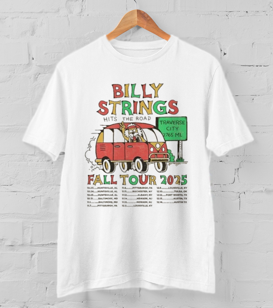Billy Strings Hits The Road Fall Tour 2025 Traverse City Van 2765 MI T-Shirt