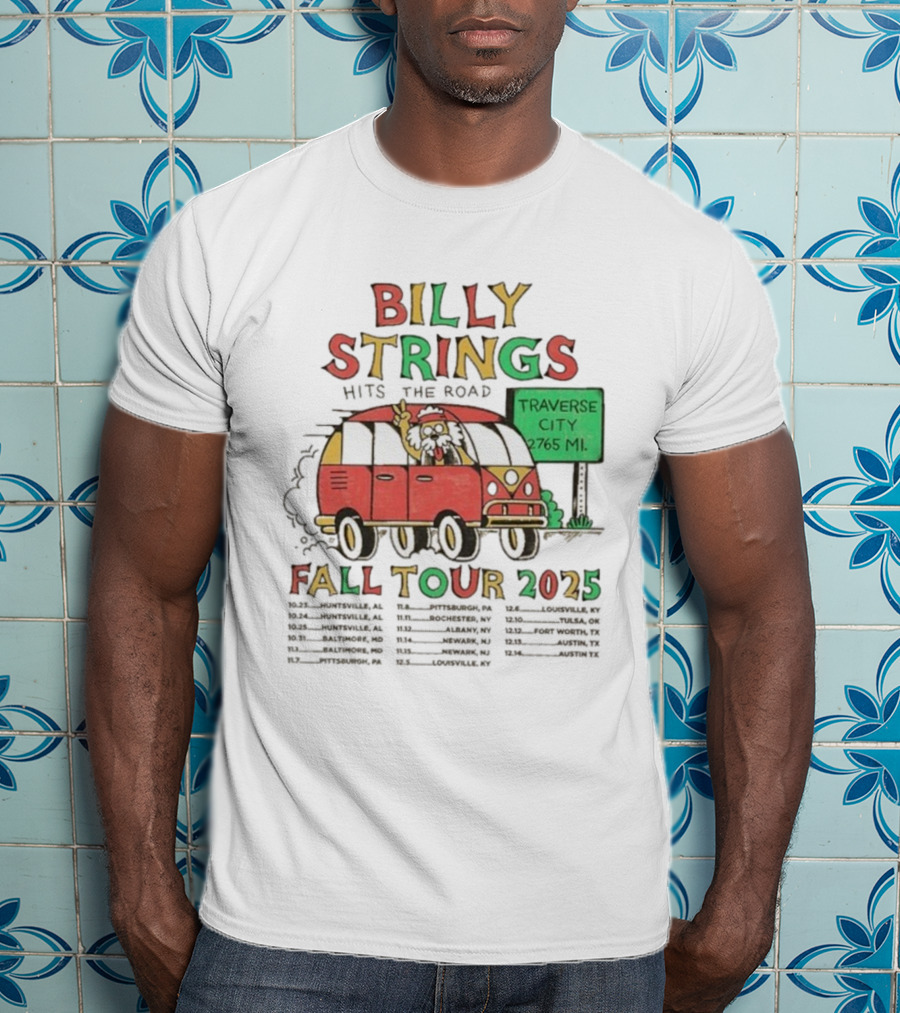 Billy Strings Hits The Road Fall Tour 2025 Traverse City Van 2765 MI T-Shirt
