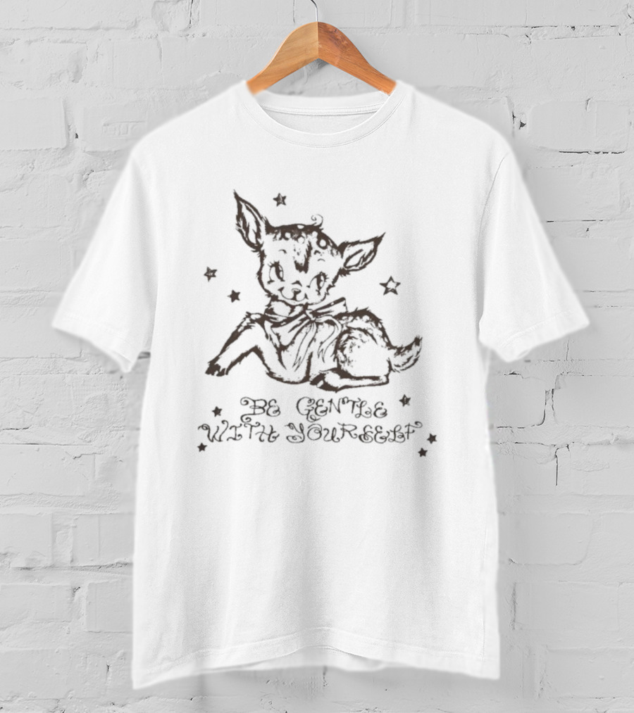 Be Gentle With Yourself Lamb Drawing Surrounded By Stars T-Shirt