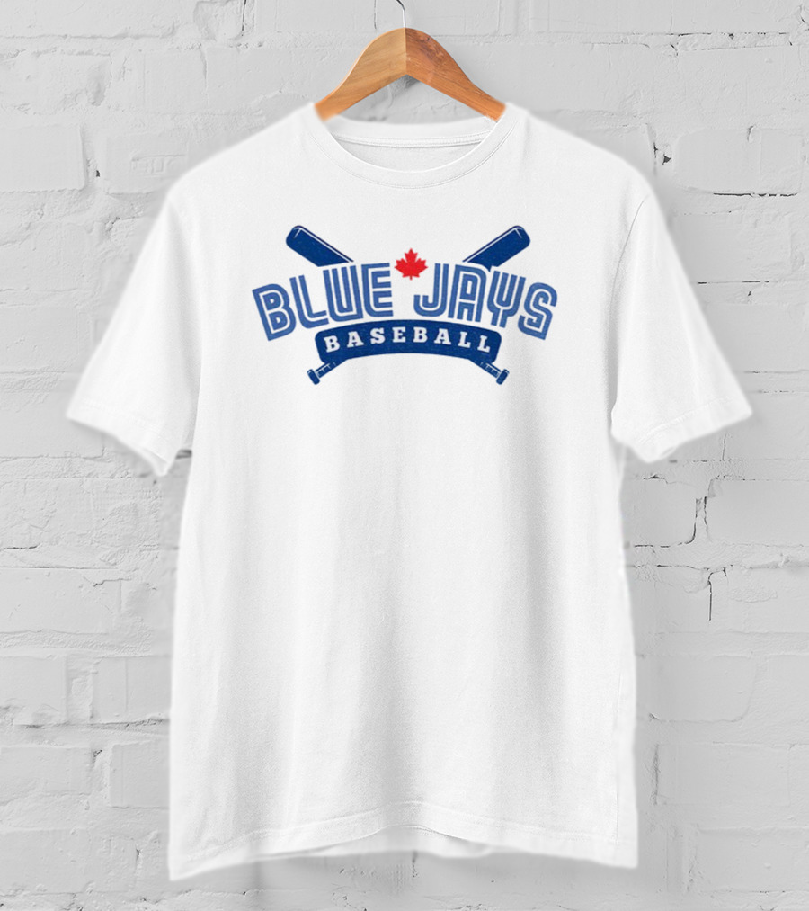 Blue Jays Baseball MLB Maple Leaf Two Bats T-Shirt
